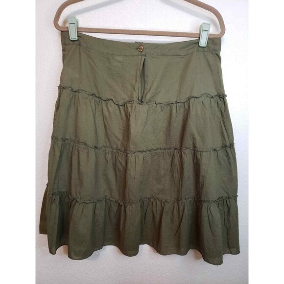 Divided by H&M Olive Green Tiered Mini Skirt Size 10 Zip Back - Picture 5 of 9